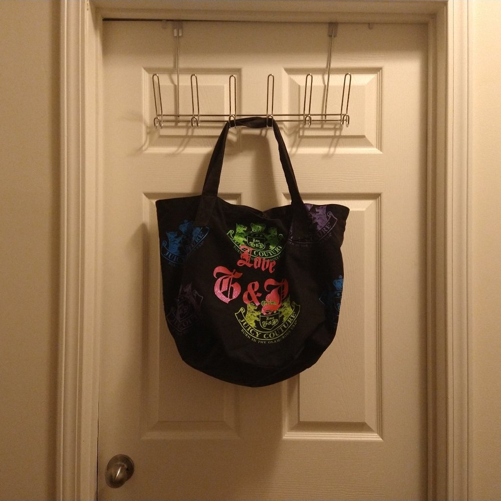 Juicy Couture Multi Color Cloth Tote W/Zipper 2 Handles